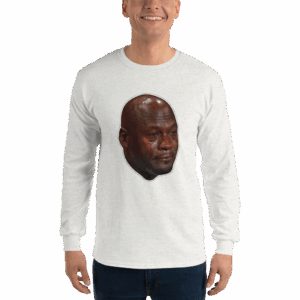 Crying Jordan - Gildan 2400 Ultra Cotton Long Sleeve T-Shirt (Ash / S)