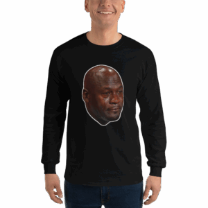 Crying Jordan - Gildan 2400 Ultra Cotton Long Sleeve T-Shirt (Black / 4XL)