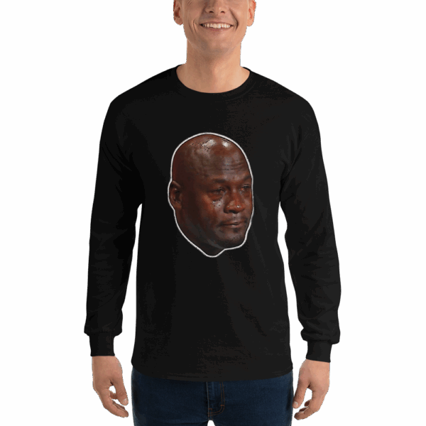 Crying Jordan - Gildan 2400 Ultra Cotton Long Sleeve T-Shirt (Black / 4XL)