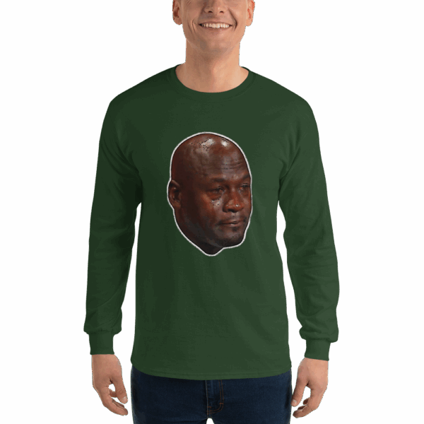 Crying Jordan - Gildan 2400 Ultra Cotton Long Sleeve T-Shirt (Forest Green / 3XL)