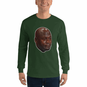Crying Jordan - Gildan 2400 Ultra Cotton Long Sleeve T-Shirt (Forest Green / 3XL)