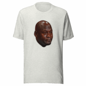 Crying Jordan - Bella + Canvas 3001 Unisex Short Sleeve Jersey T-Shirt with Tear Away Label (Ash / M)
