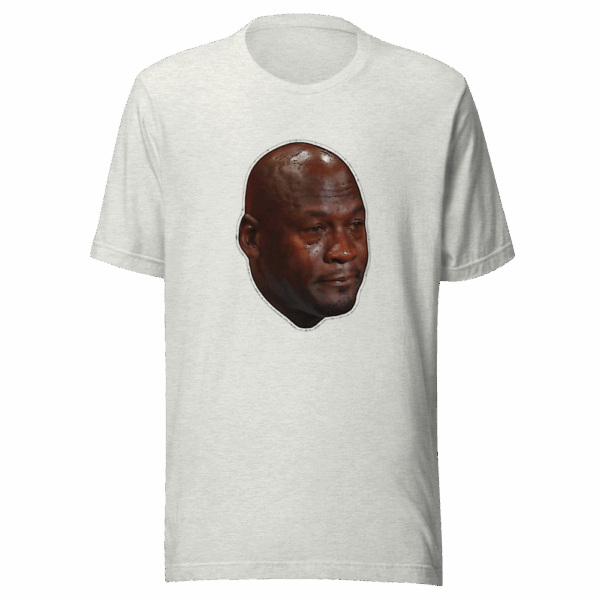 Crying Jordan - Bella + Canvas 3001 Unisex Short Sleeve Jersey T-Shirt with Tear Away Label (Ash / M)